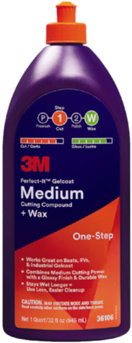 PERFECT-IT GELCOAT MED CUT COMPOUND-WAX QT